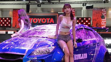 Japan Race Queen Sexy Car Wash งาน Bangkok Auto Salon 2019 Youtube