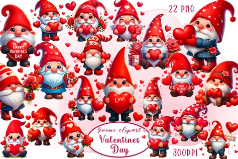 Happy Valentines Day Gnome Clipart Png Graphic By Elenazlataart · Creative Fabrica