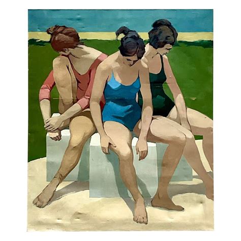 Vintage Costal Signed Original Figurative Oil On Canvas For Sale At 1stDibs