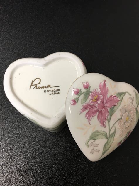 Prima Otagiri Heart Trinket Box Japan Ceramic Heart Etsy Trinket