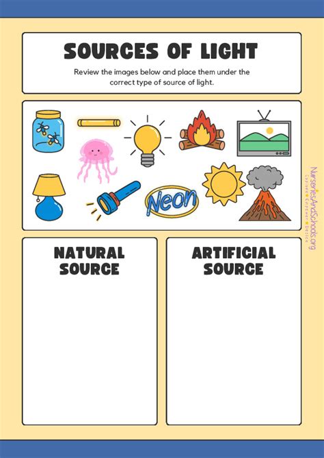 Sources Of Light Worksheet Free Worksheet Uk