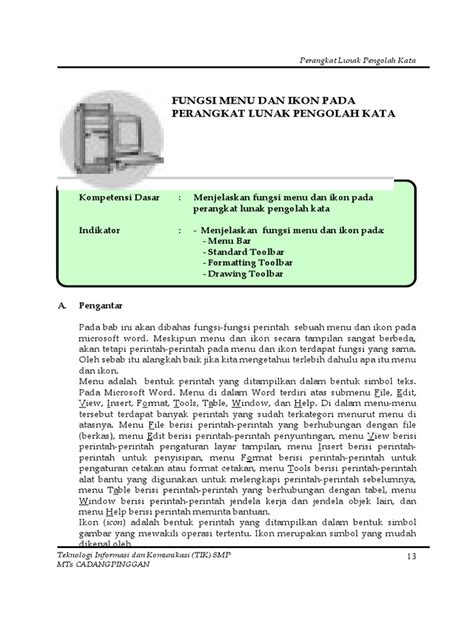 Modul Kd 2 Fungsi Menu Dan Ikon Pada Perangkat Lunak Pengolah Kata Pdf