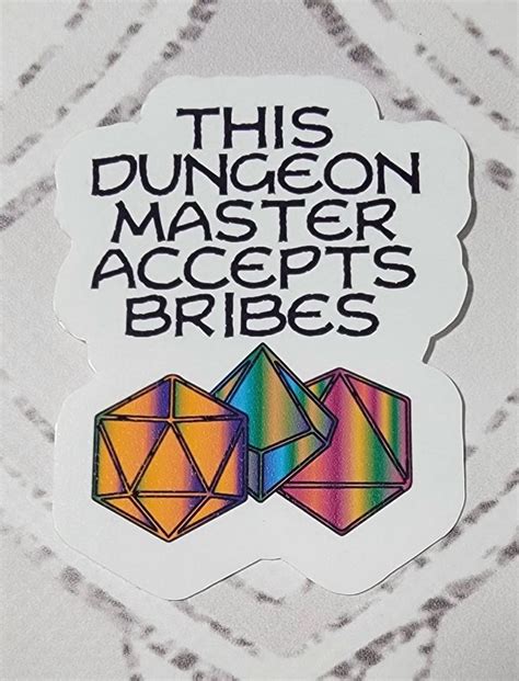 Dnd Stickersthis Dungeon Master Accepts Bribes. Dnd Gifts, Anime Stickers, Cool Stickers, Laptop ...