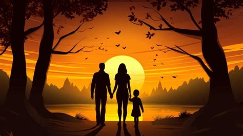 Premium Photo | Happy Family Bonding Sunset Silhouette Love