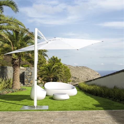 10 Square White Cantilever Tilt Umbrella Base Outdoor Decor