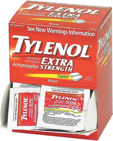 Tylenol Extra Strength Caplets 12 Vials 10 Caplets Each