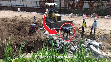 Mighty Incredible Powerful Bulldozer D Pis Working Push Stone Land In