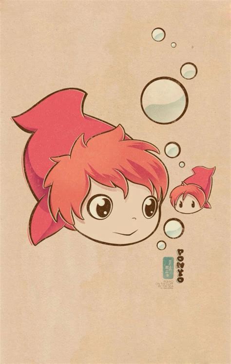 Ponyo Ponyo Canvas Drawing Kawaii Doodles Studio Ghibli Art Hayao