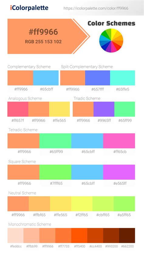 Atomic Tangerine Color Ff9966 Information Hsl Rgb Pantone