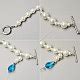 Glass Pearl Beads Bib Necklace With Blue Drop Glass Beads Pendants