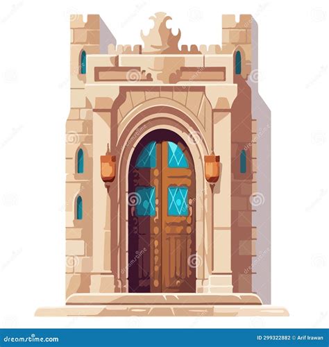 Medieval Door To Castle Flat Illustration Stock Vector - Illustration ...