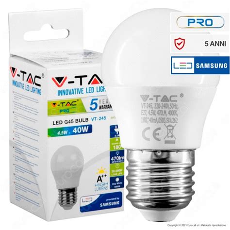 Acquista V Tac PRO VT 245 Lampadina LED E27 4 5W MiniGlobo