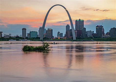 Saint Louis Skyline Panorama Sunset Photograph By Gregory Ballos