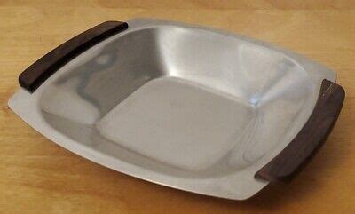 Mcm Stainless Steel Serving Tray Bowl Teak Handles Selandia Denmark