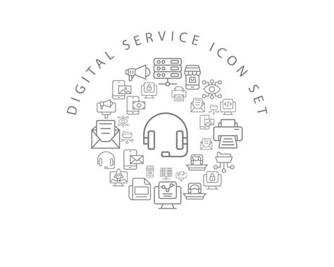 Digital service icon set design on white background. 10734041 Vector ...