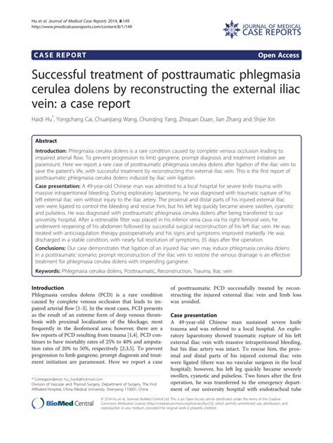 Pdf Successful Treatment Of Posttraumatic Phlegmasia Cerulea Dolens