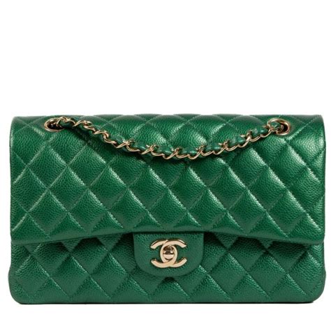 Chanel Green Coated Caviar Medium Classic Flap Bag Labellov Buy and ...