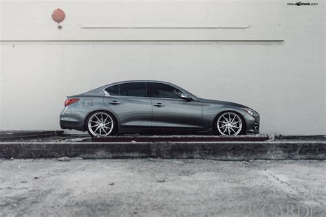 Gray Infiniti Q50 Wearing Custom Avant Garde Rims Wrapped in Hankook ...