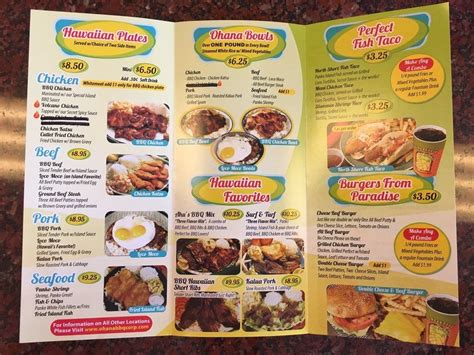 Menu At Ohana Hawaiian BBQ Suisun City