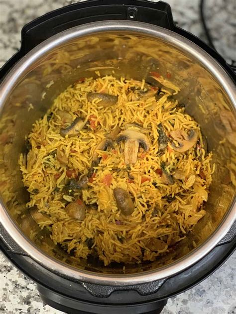 Mushroom Biryani Recipe Instant Pot Stovetop Indian Veggie Delight