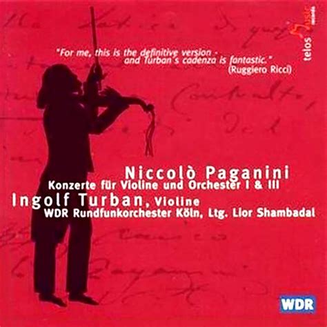 Paganini N Violin Concertos Nos 1 And 3 Turban West German Radio