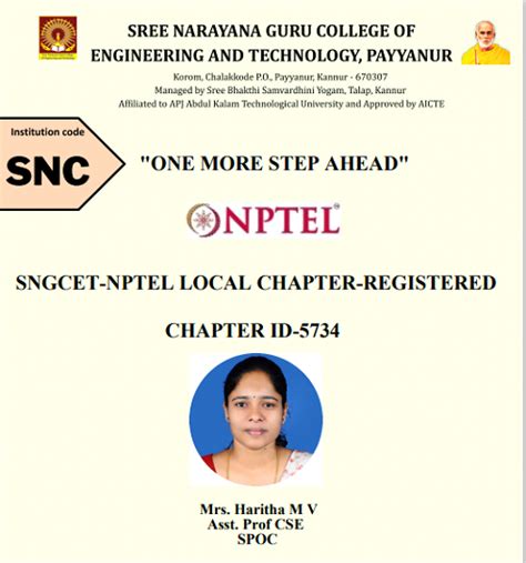 Swayam Nptel Sree Narayana Guru College Of Engineering And Technology