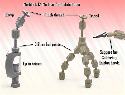 Multilink 12 Modular Articulated Arm With Joint Tripod And Clamp