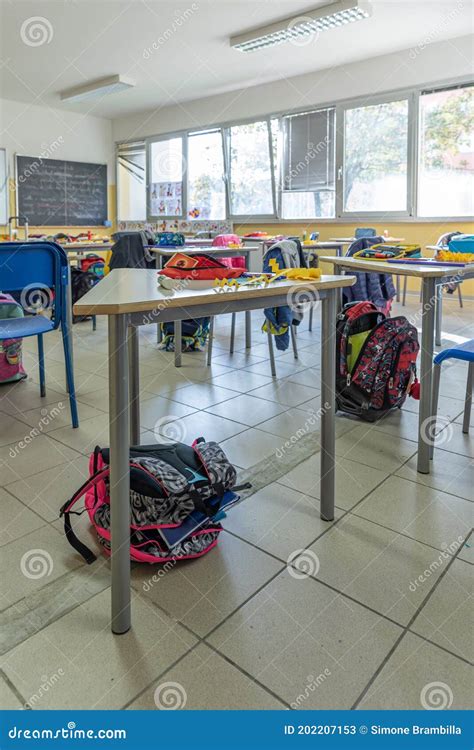 View of a Classroom with Desks and Chairs Stock Image - Image of ...