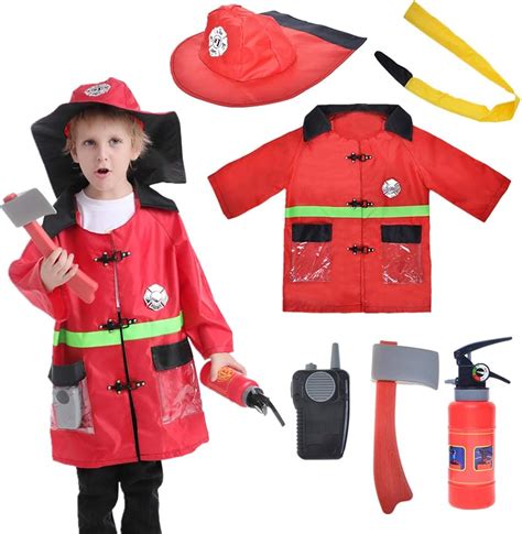 Toptie Kids Firefighter Costume Fireman Dress Up Set Fire Chief