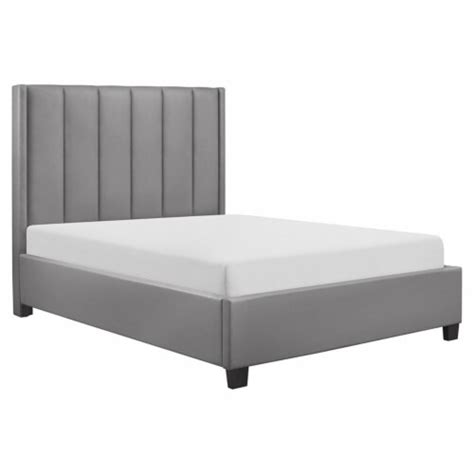 Pemberly Row 59 Modern Faux Leather Full Upholstered Platform Bed In