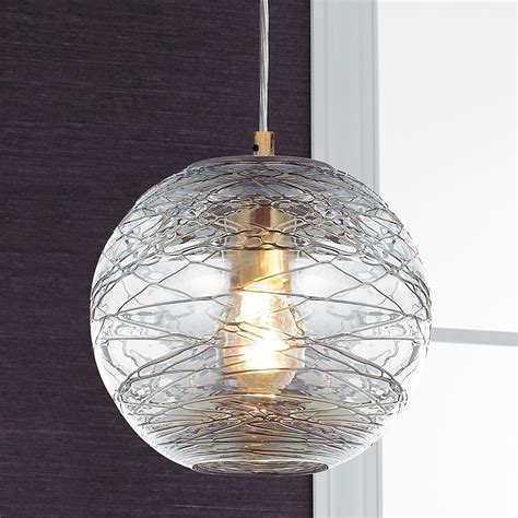 Swirling Glass Globe Pendant Light Clear Glass And Metallic Bronze With