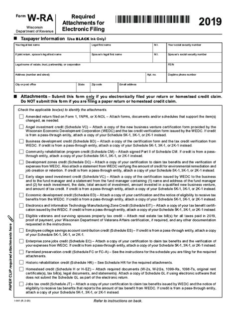 Printable Wisconsin Form W Ra Printable Forms Free Online