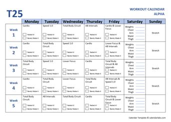 Focus T25 Workout Schedule Printable EOUA Blog