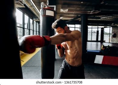Sportsman Red Boxing Gloves Naked Torso Stock Photo Shutterstock