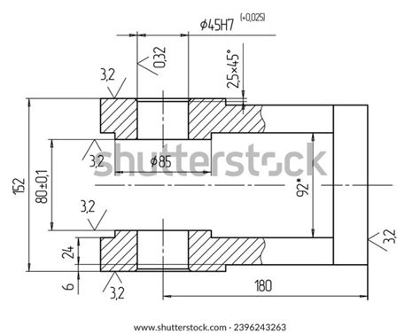 Engineering Drawing Steel Mechanical Parts Through Stock Illustration 2396243263 | Shutterstock