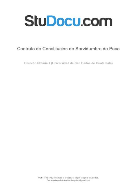 Contrato De Constitucion De Servidumbre De Paso Pdf Gobierno Business