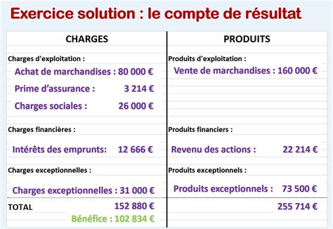 Compte de résultat et Bilan exercice 01