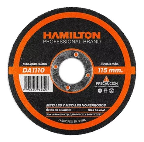 Disco Corte 50 Unidades 115mm Plano Recto Hamilton 115x1