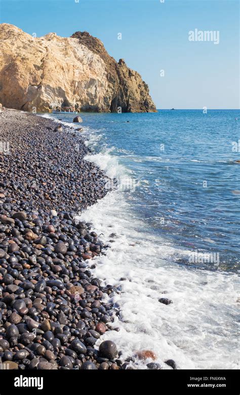 Santorini - The Black beach from south part of the island Stock Photo ...