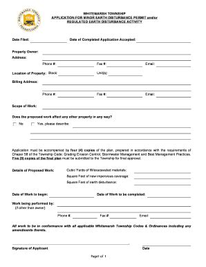 Fillable Online Whitemarshtwp Whitemarsh Township Application For Minor