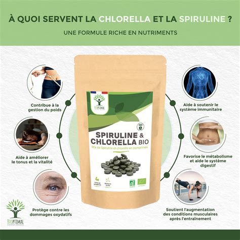 Spiruline et Chlorella Bio 150 Comprimés Protéines Vitamines Bioptimal