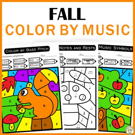 Fall Music Color by Code Worksheets | Note Names | Dynamics | Music S…