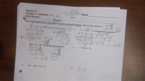 Algebra Ii B Unit 7 Test Review S 1 8 Youtube