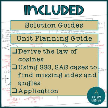 Law Of Cosines Notes Foldable And Worksheet By Algebra Einstein Tpt