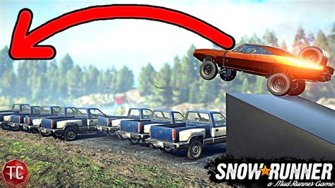 SnowRunner Dodge Charger TRUCK JUMP CHALLENGE NEW Ramp Mod YouTube