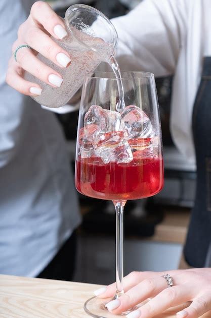 Premium Photo Bartender Preparing Alcoholic Cocktails With Ice In