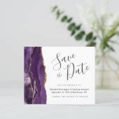 Budget Purple Gold Agate Wedding Save The Date Zazzle