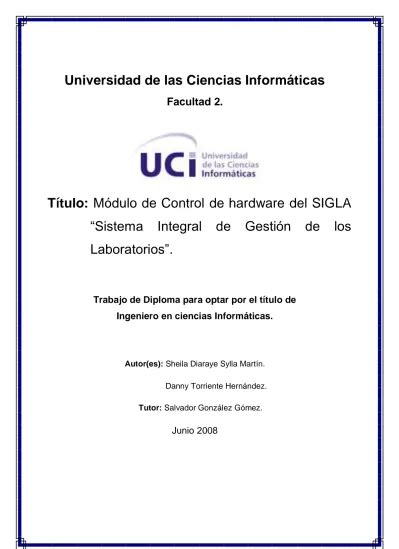 Modelo De Negocio Modulo De Control De Hardware Del SIGLA Sistema