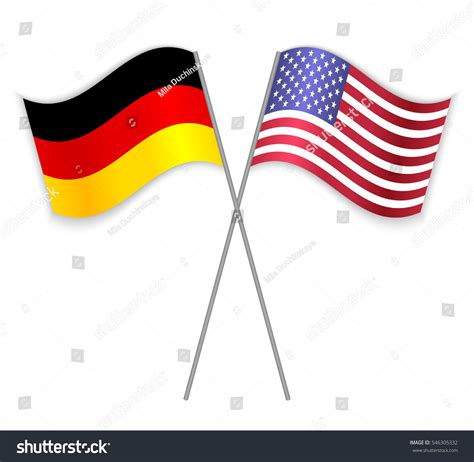 German American Crossed Flags Germany Combined Stock Vector Royalty