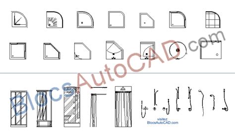 Salle De Bain Blocs Autocad Dwg Douches Et Mélangeurs De Douches En